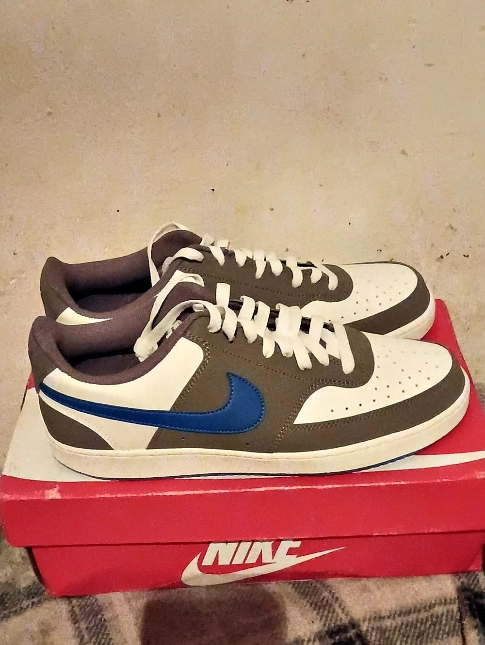 Nike Court Vision Low Premium Low Sneakers Brown & White US 11 Like New